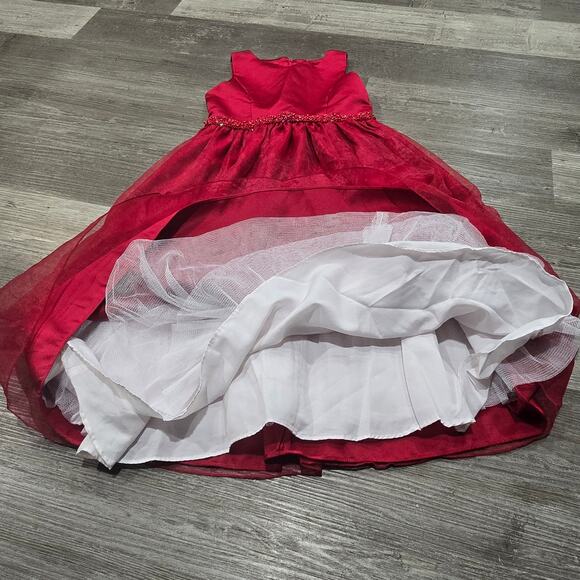 Cinderella Red Sleeveless Beaded Holiday Formal Girl's Dress - Picture 5 of 10